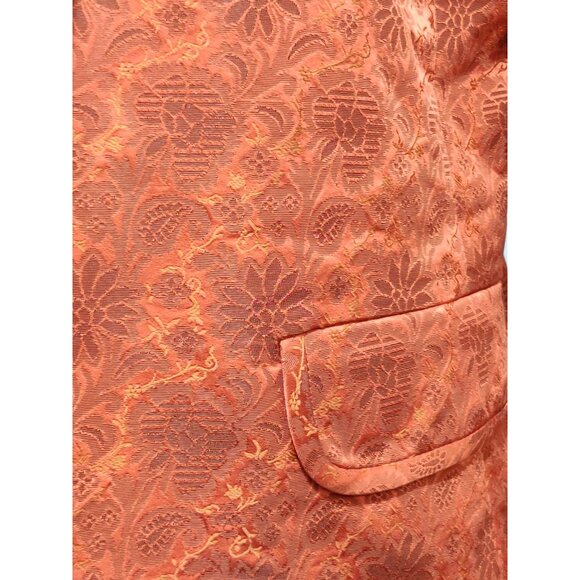 Ellen Tracy 12 Womens Blazer Orange Brocade Floral Jacquard Satin Vintage Jacket - Picture 10 of 12